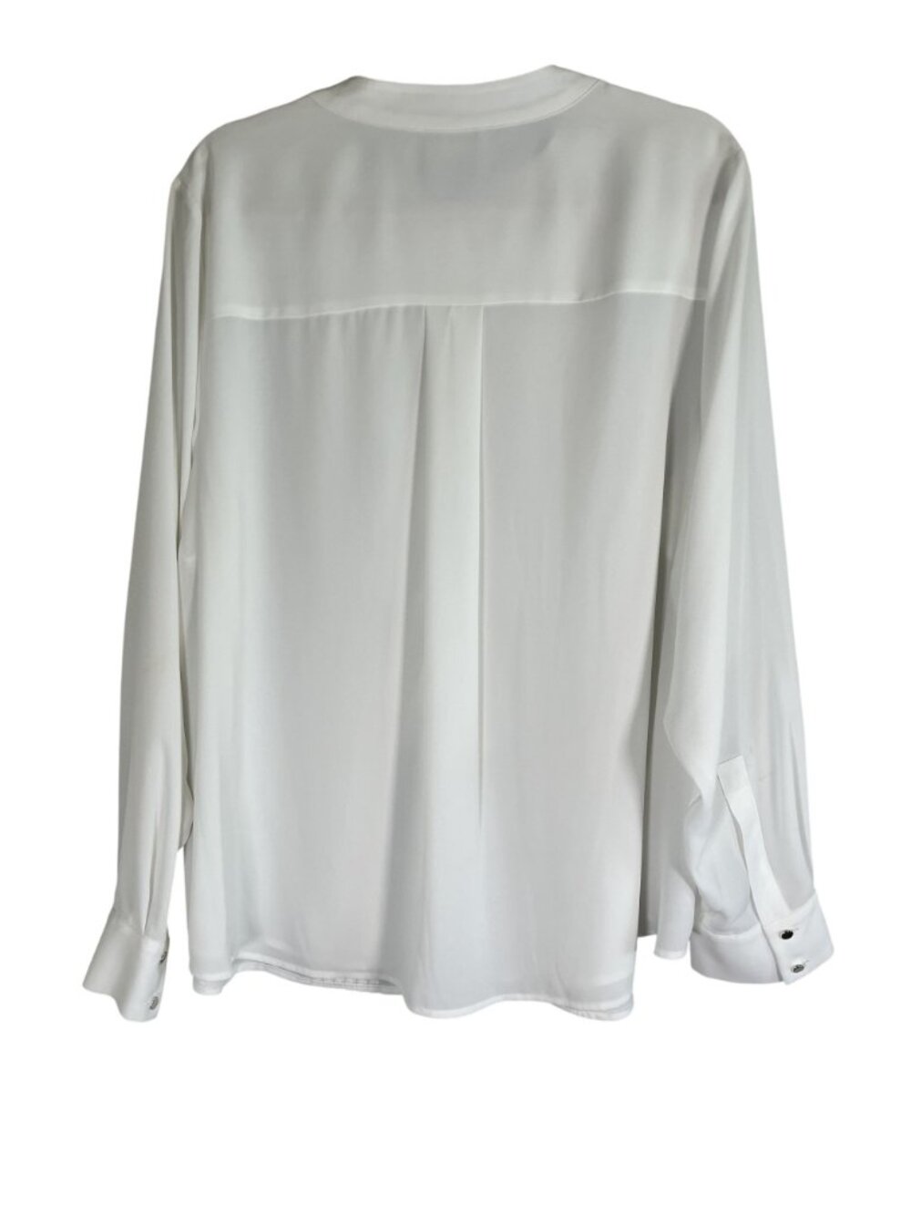 Calvin Klein Ruffle Top White 2X Neutral Minimalist Preppy Resort Classic Chic - Picture 2 of 8